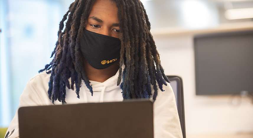 Student working on laptop